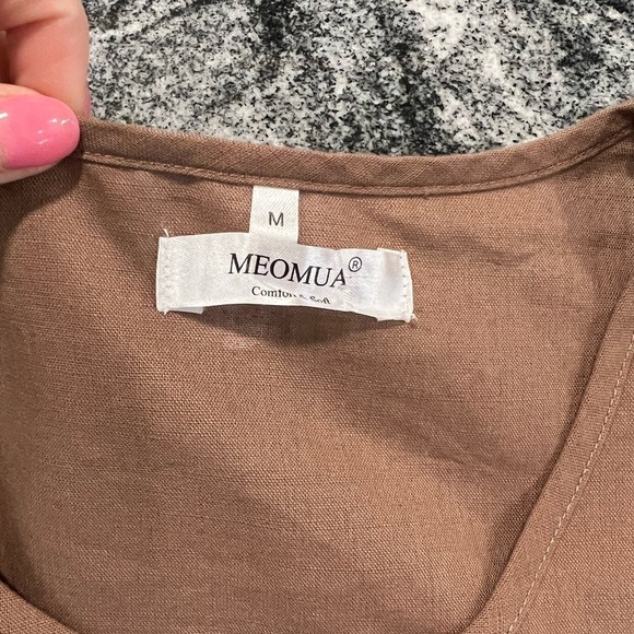 MEOMUA rose gold short sleeve dress for expectant mothers with asymmetrical top - Picture 8 of 14